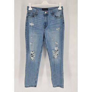 Aeropostale Distressed Hi Rise Mom Jeans Light Wash Grunge Tween Womens Size 8